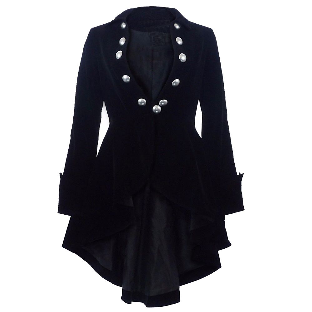 NEW Women Black Velvet Coat Wine Waterfall Gothic Jacket Victorian